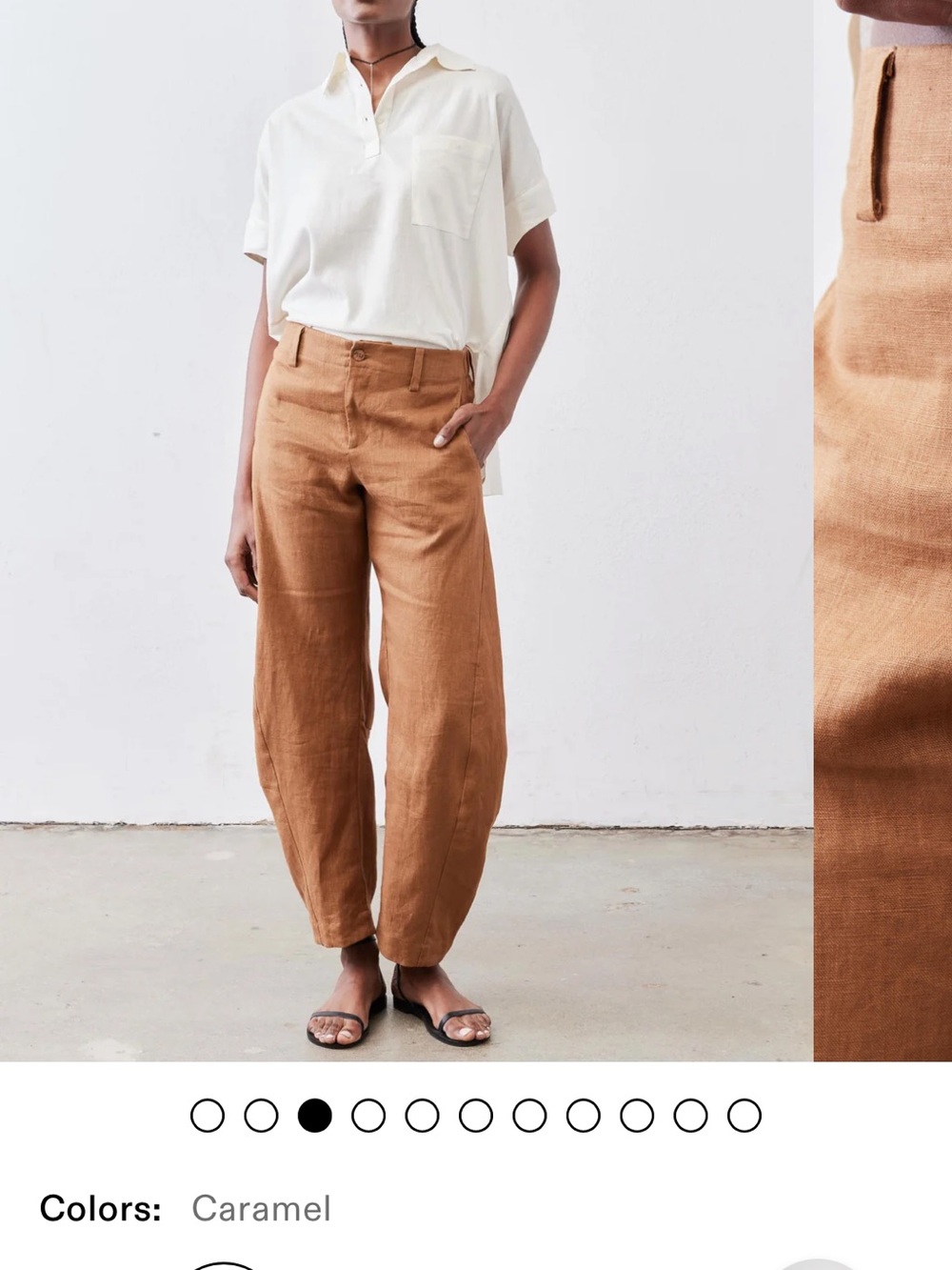 RUTI THE UPTOWN LOOSE LINEN PANTS, caramel, 4